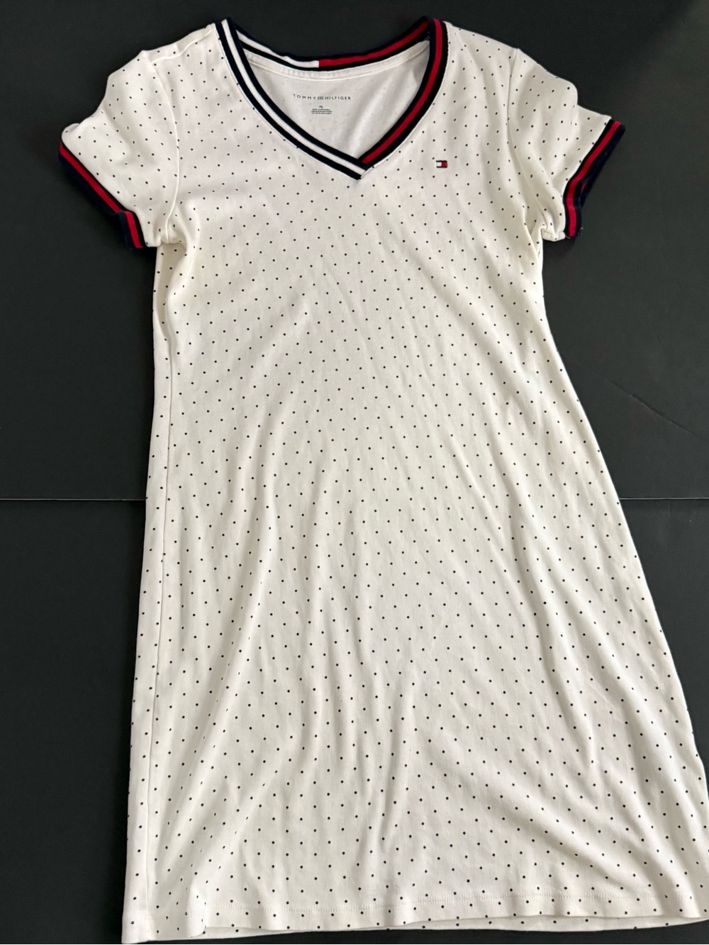 Tommy Hilfiger T-shirt Dress Women’s Small Petite Cotton Preppy Americana Dots